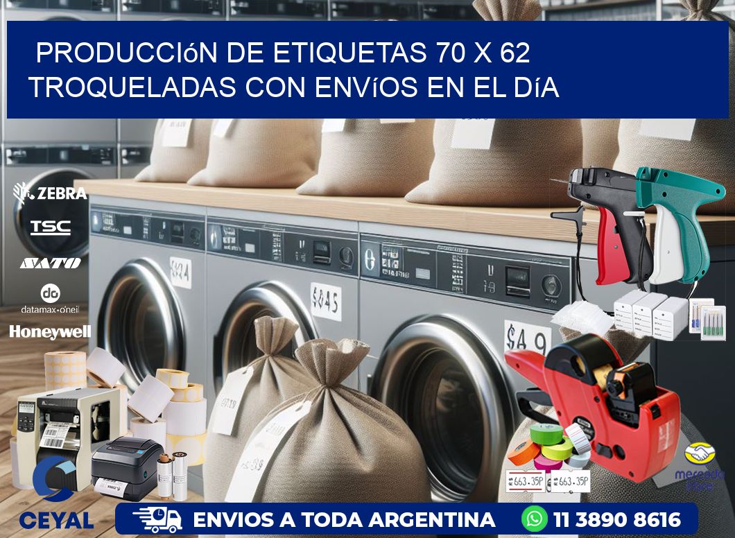 Producción de etiquetas 70 x 62 troqueladas con envíos en el día