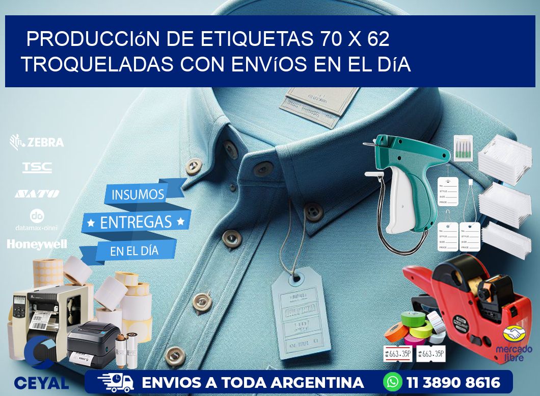 Producción de etiquetas 70 x 62 troqueladas con envíos en el día