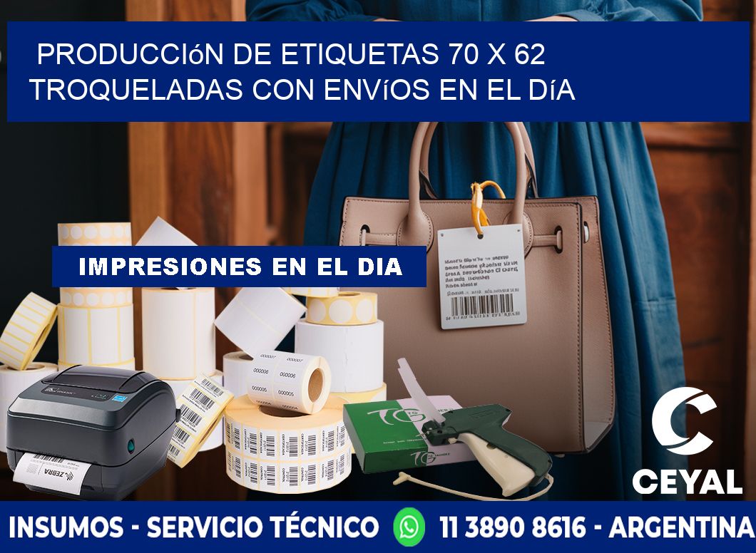 Producción de etiquetas 70 x 62 troqueladas con envíos en el día