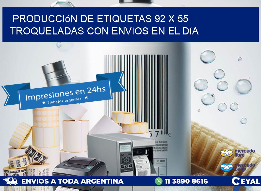Producción de etiquetas 92 x 55 troqueladas con envíos en el día