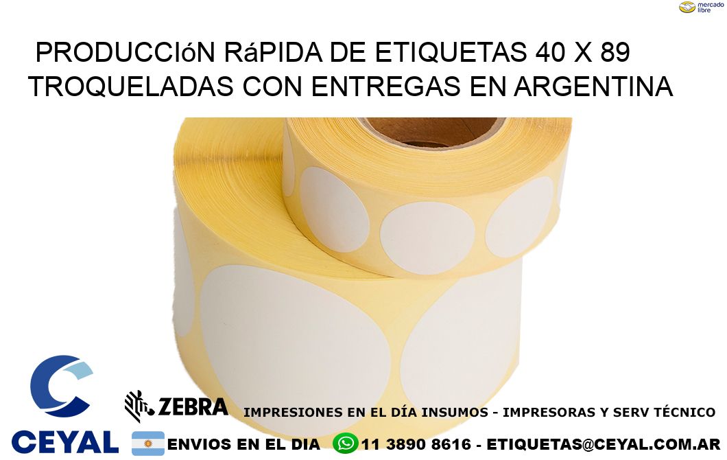 Producción rápida de etiquetas 40 x 89 troqueladas con entregas en Argentina