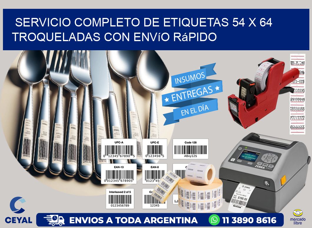 Servicio completo de etiquetas 54 x 64 troqueladas con envío rápido