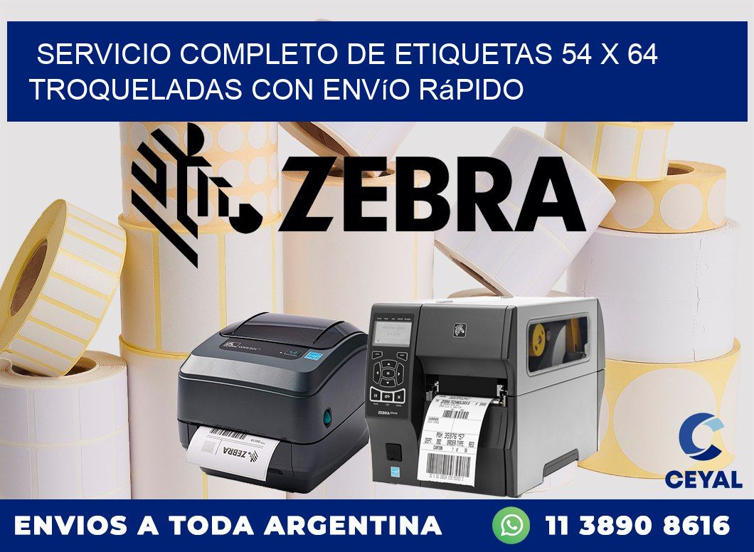 Servicio completo de etiquetas 54 x 64 troqueladas con envío rápido