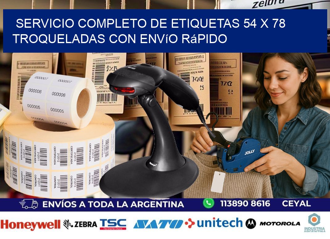 Servicio completo de etiquetas 54 x 78 troqueladas con envío rápido