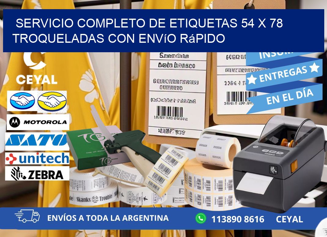 Servicio completo de etiquetas 54 x 78 troqueladas con envío rápido