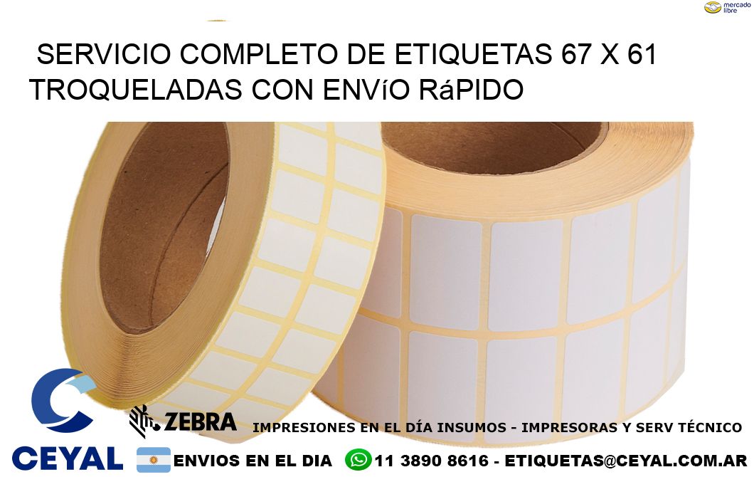Servicio completo de etiquetas 67 x 61 troqueladas con envío rápido