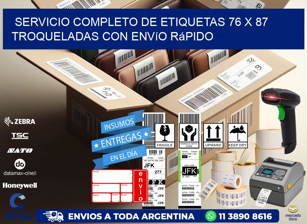 Servicio completo de etiquetas 76 x 87 troqueladas con envío rápido
