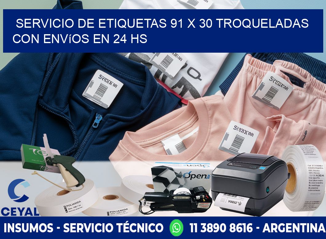 Servicio de etiquetas 91 x 30 troqueladas con envíos en 24 hs