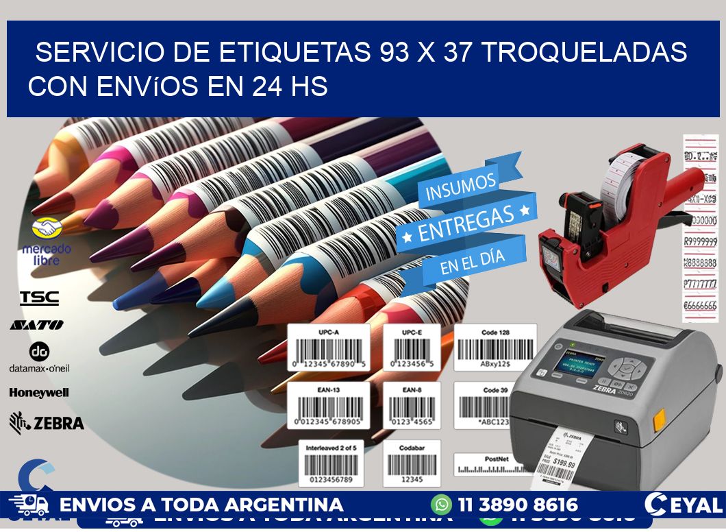 Servicio de etiquetas 93 x 37 troqueladas con envíos en 24 hs