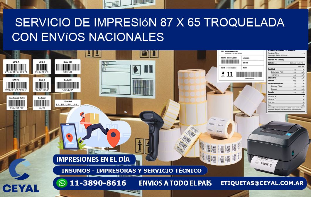 Servicio de impresión 87 x 65 troquelada con envíos nacionales