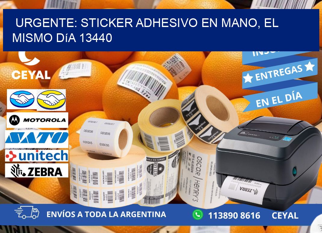 Urgente: Sticker adhesivo en Mano, el Mismo Día 13440
