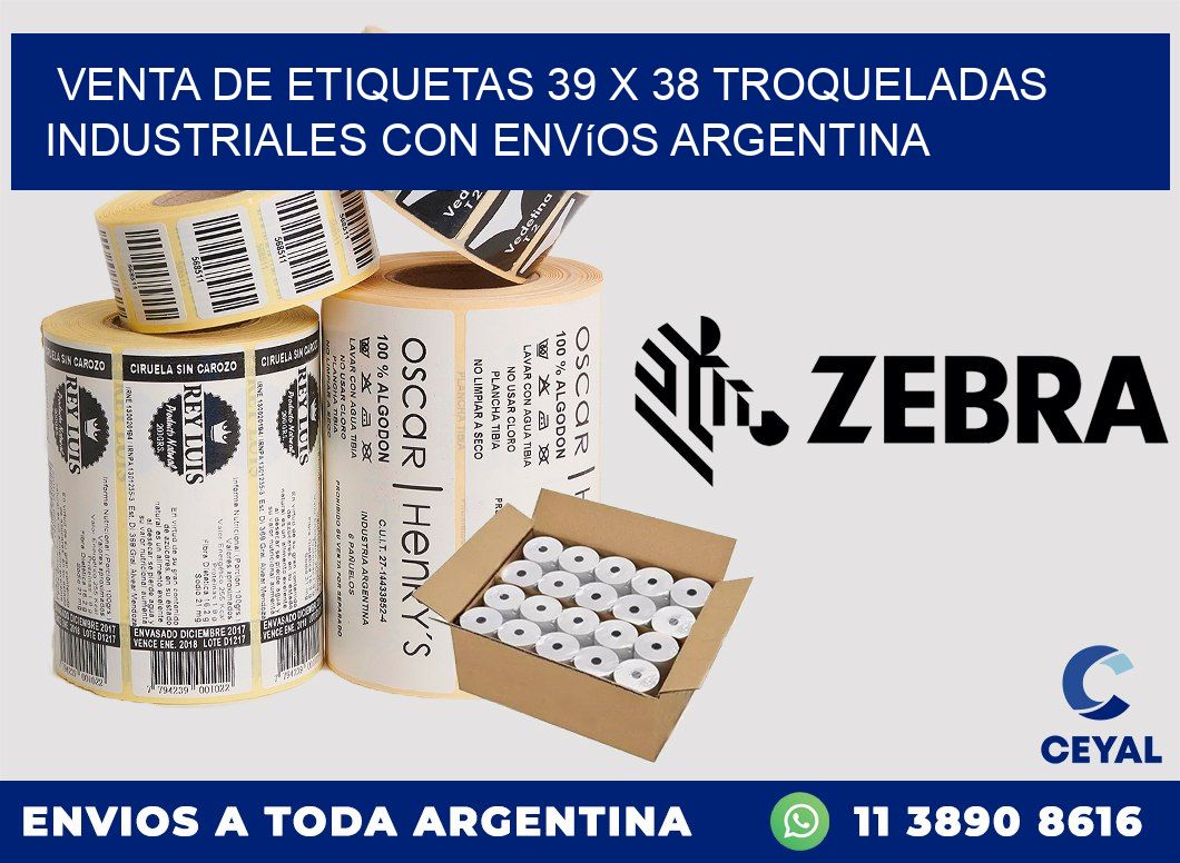 Venta de etiquetas 39 x 38 troqueladas industriales con envíos Argentina