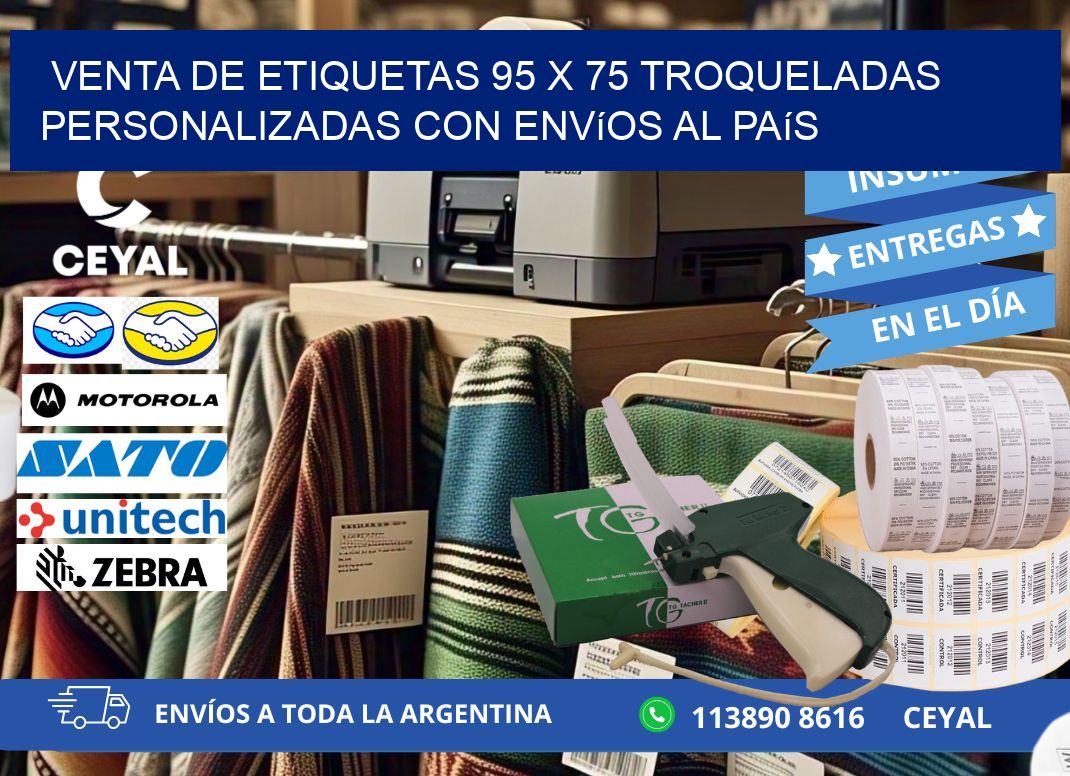 Venta de etiquetas 95 x 75 troqueladas personalizadas con envíos al país