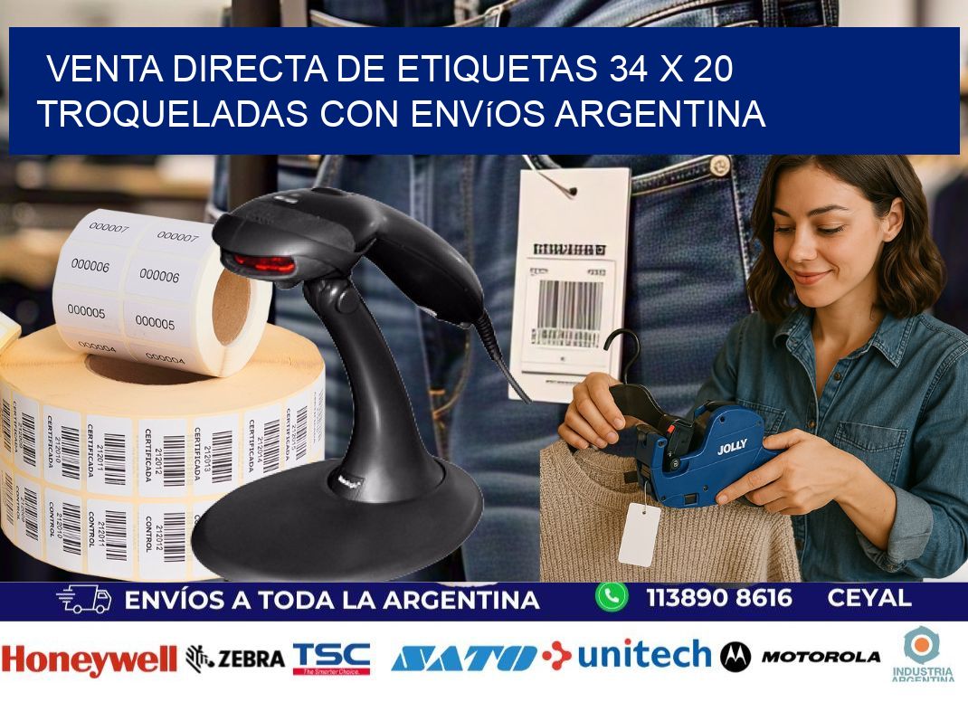 Venta directa de etiquetas 34 x 20 troqueladas con envíos Argentina