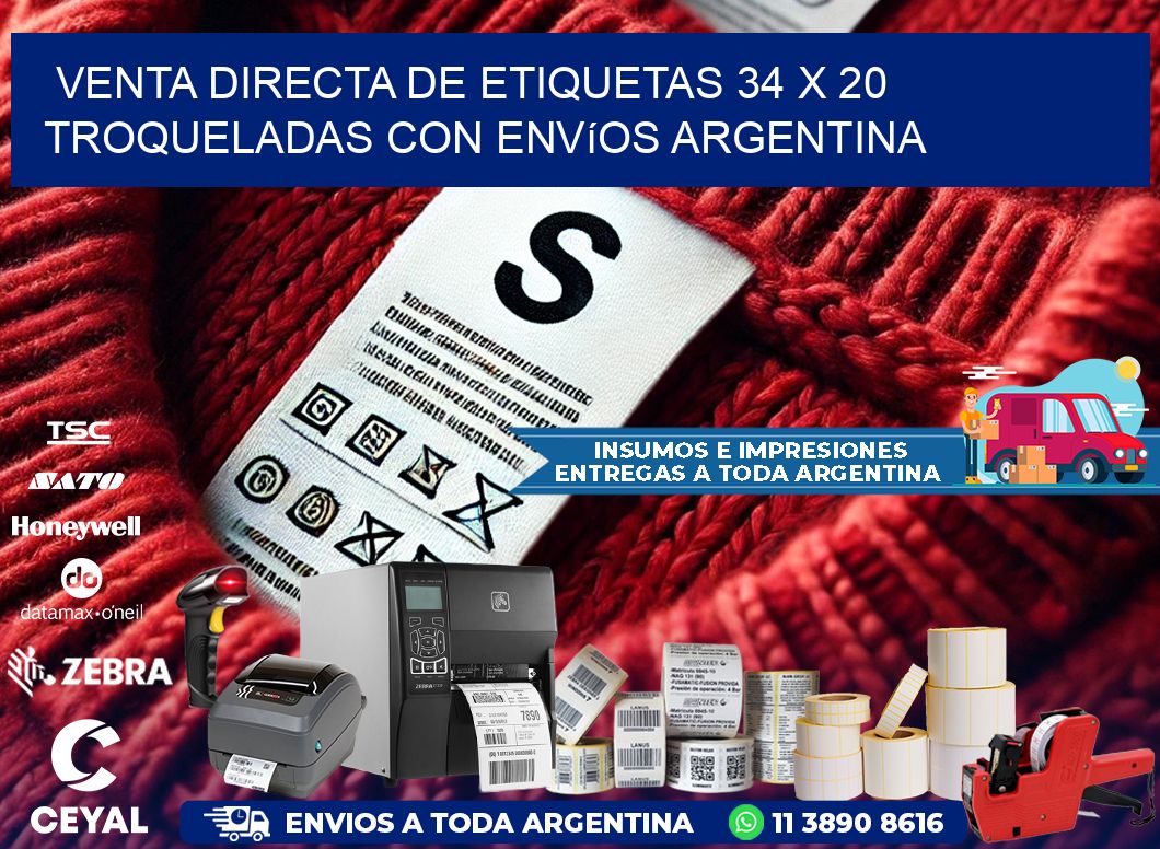 Venta directa de etiquetas 34 x 20 troqueladas con envíos Argentina