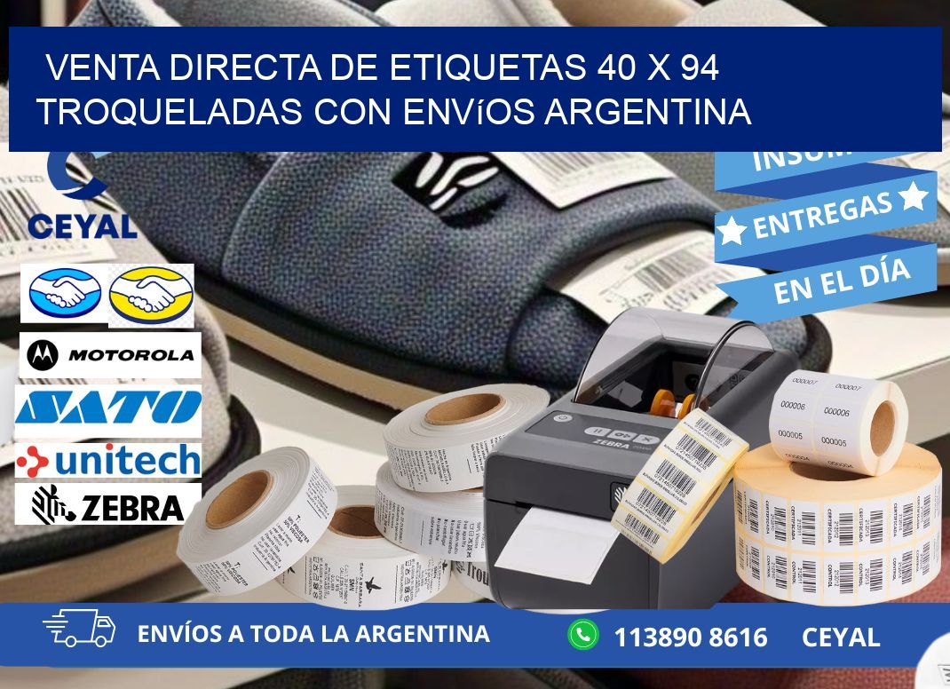Venta directa de etiquetas 40 x 94 troqueladas con envíos Argentina