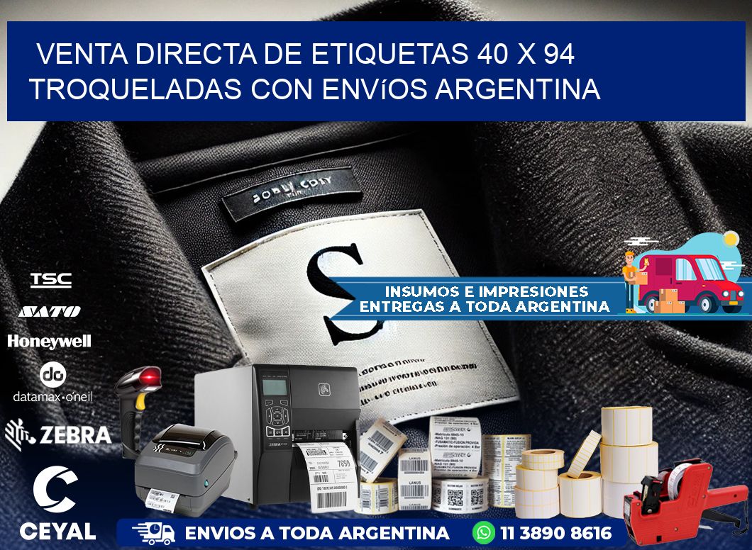 Venta directa de etiquetas 40 x 94 troqueladas con envíos Argentina