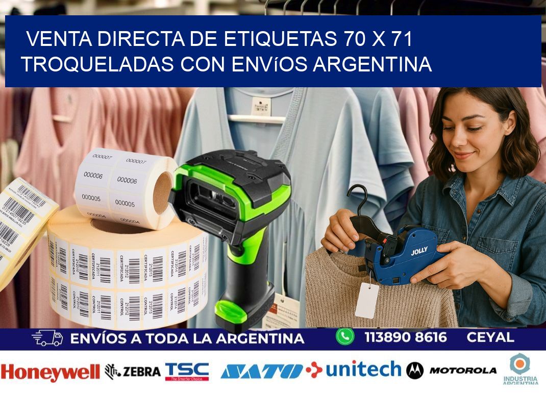 Venta directa de etiquetas 70 x 71 troqueladas con envíos Argentina