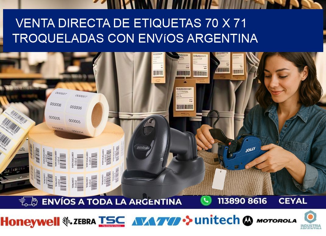 Venta directa de etiquetas 70 x 71 troqueladas con envíos Argentina
