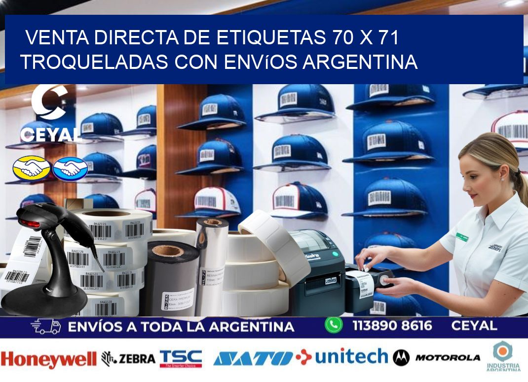 Venta directa de etiquetas 70 x 71 troqueladas con envíos Argentina