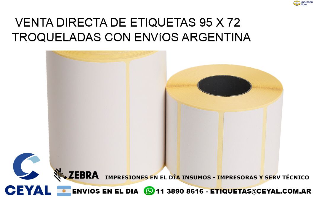 Venta directa de etiquetas 95 x 72 troqueladas con envíos Argentina