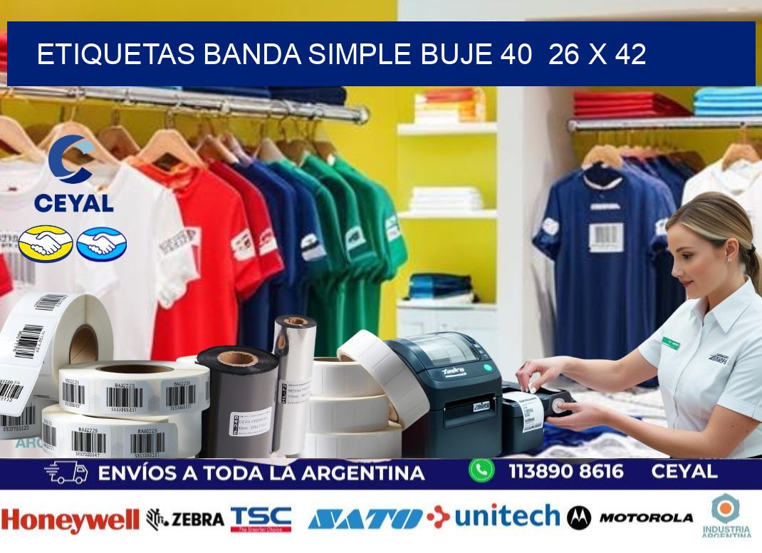 etiquetas banda simple buje 40  26 x 42