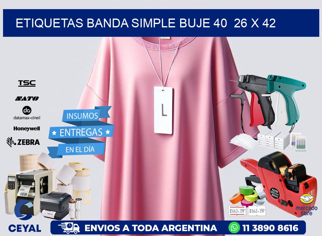 etiquetas banda simple buje 40  26 x 42