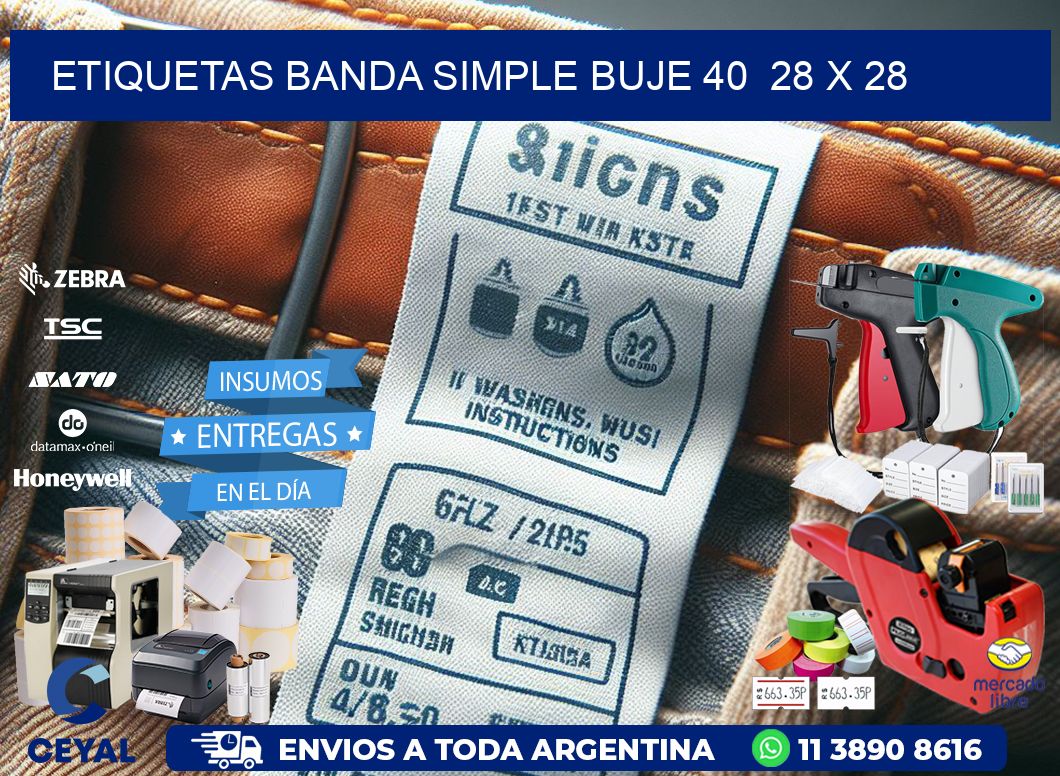 etiquetas banda simple buje 40  28 x 28