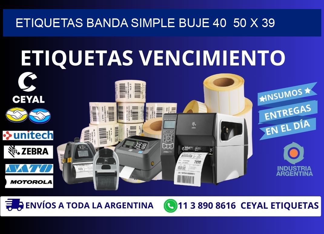 etiquetas banda simple buje 40  50 x 39