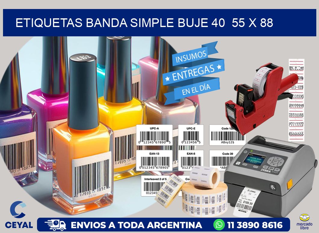 etiquetas banda simple buje 40  55 x 88
