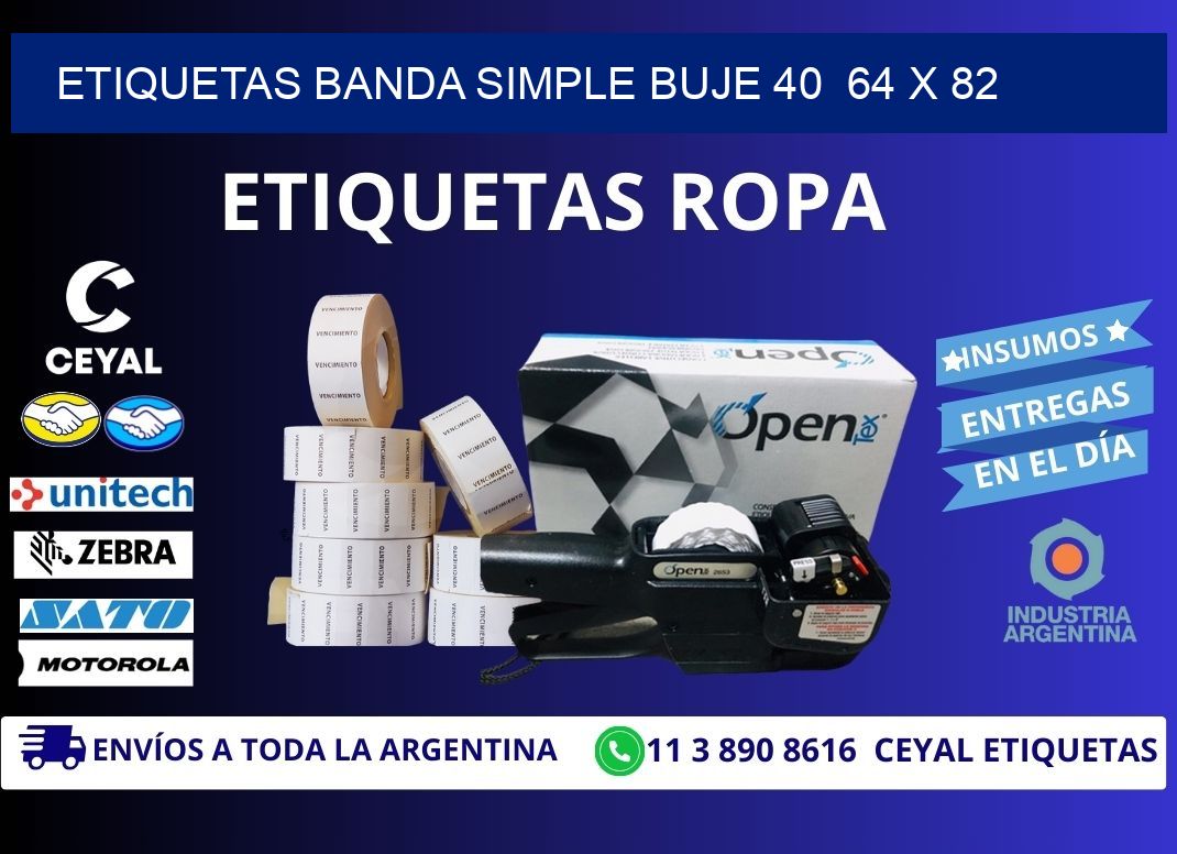 etiquetas banda simple buje 40  64 x 82