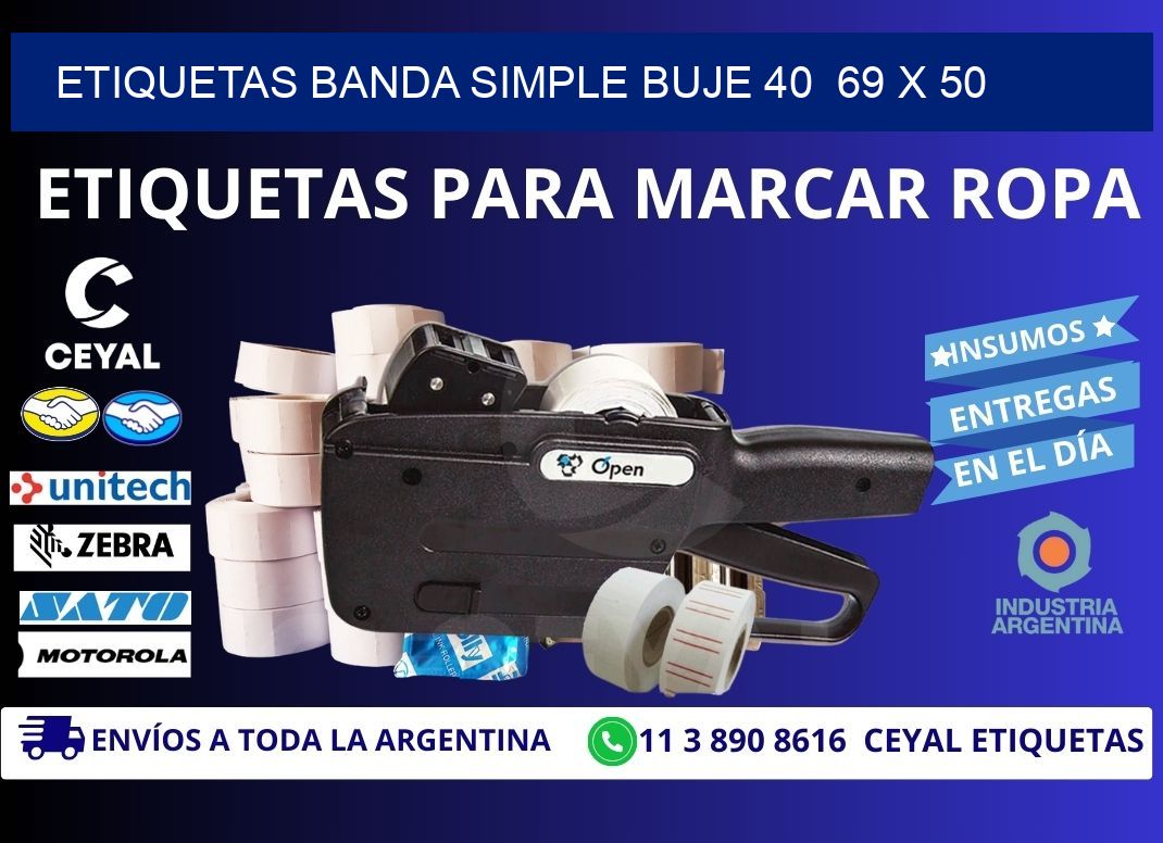 etiquetas banda simple buje 40  69 x 50