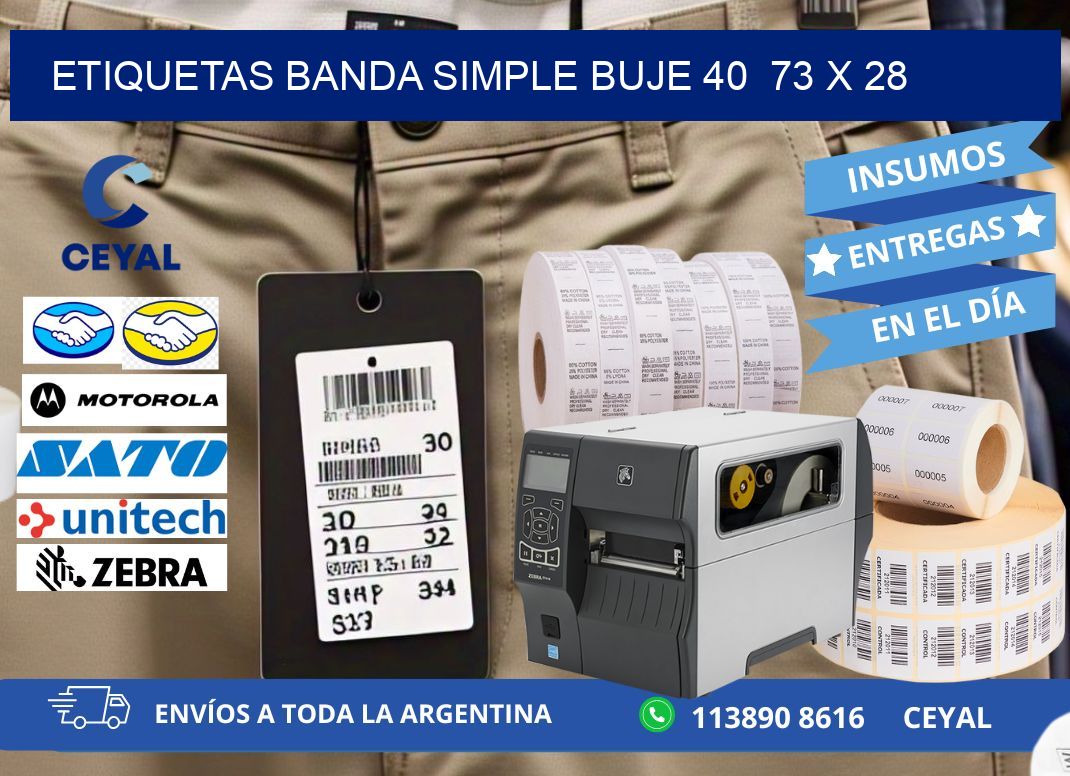 etiquetas banda simple buje 40  73 x 28