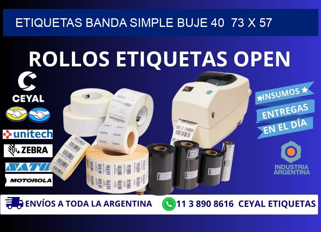 etiquetas banda simple buje 40  73 x 57