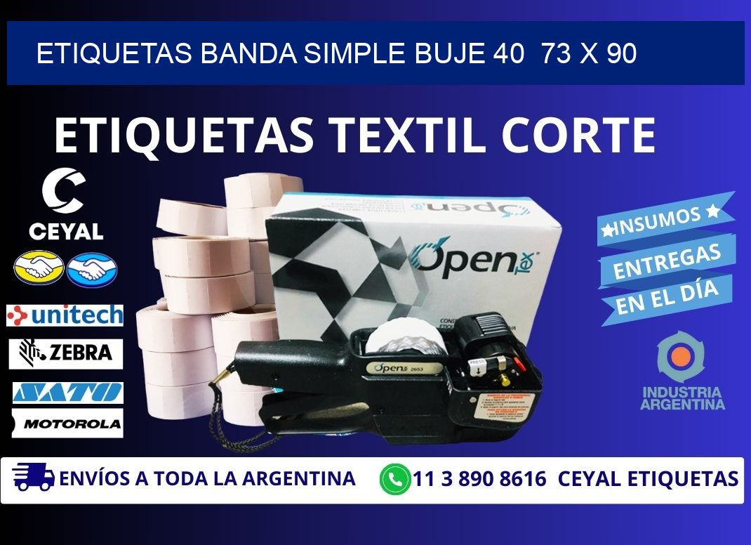 etiquetas banda simple buje 40  73 x 90