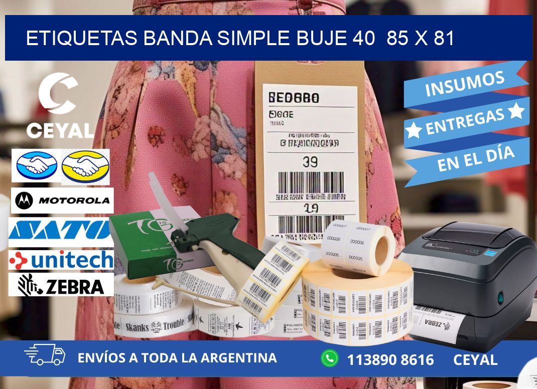 etiquetas banda simple buje 40  85 x 81