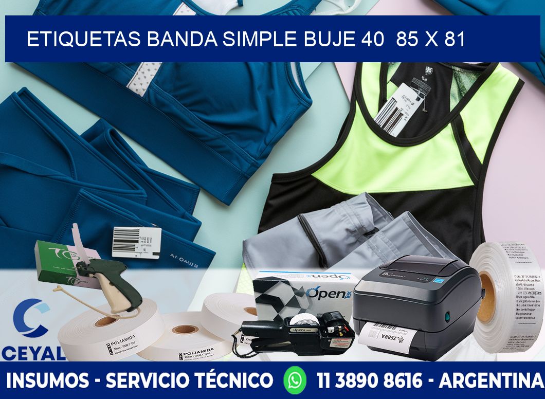 etiquetas banda simple buje 40  85 x 81