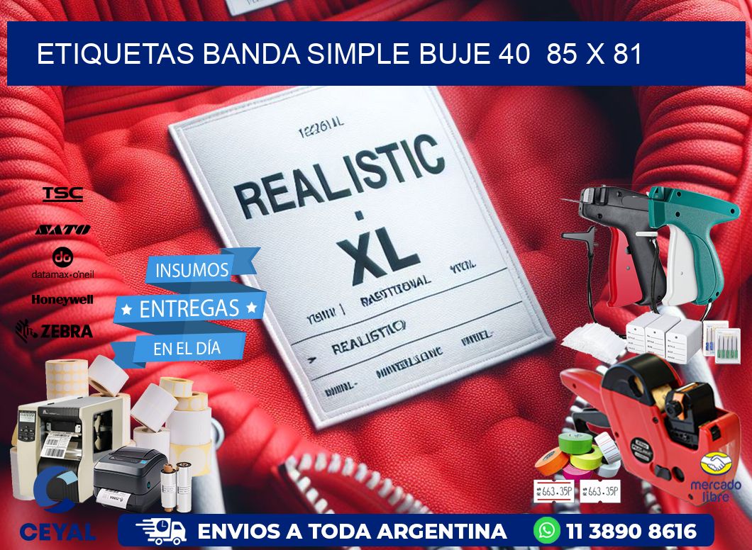 etiquetas banda simple buje 40  85 x 81