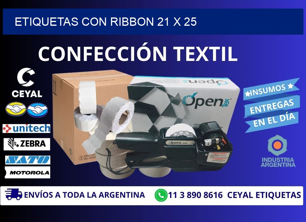 etiquetas con ribbon 21 x 25