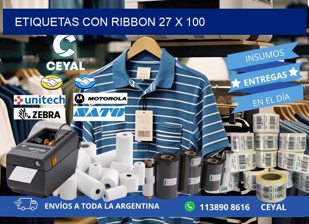 etiquetas con ribbon 27 x 100