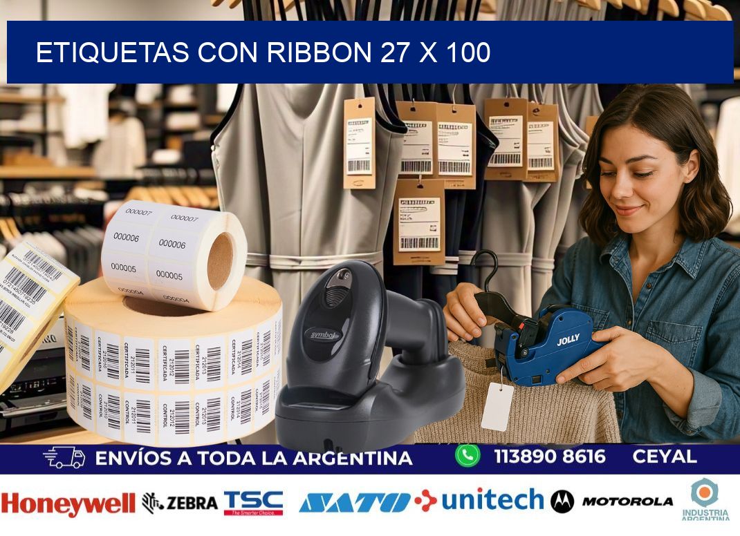 etiquetas con ribbon 27 x 100