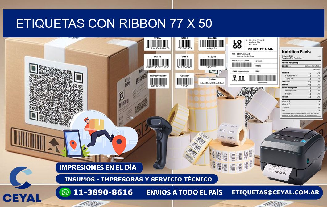 etiquetas con ribbon 77 x 50
