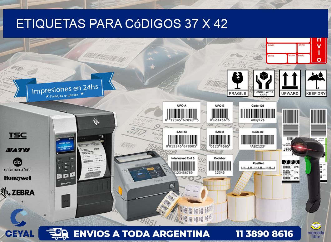 etiquetas para códigos 37 x 42