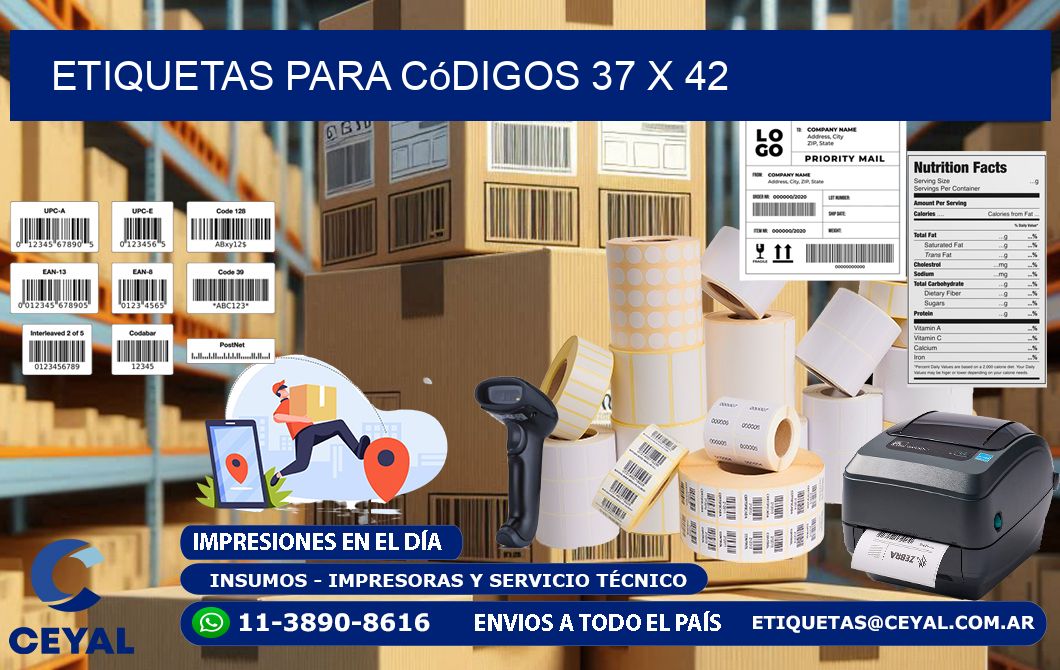 etiquetas para códigos 37 x 42