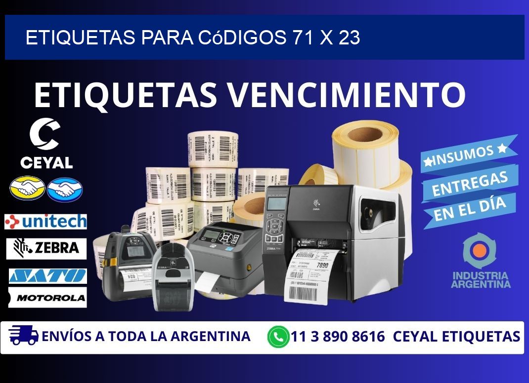 etiquetas para códigos 71 x 23