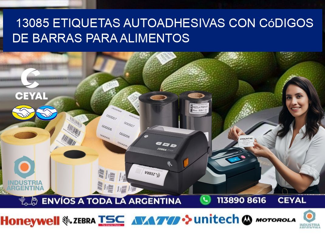 13085 Etiquetas autoadhesivas con códigos de barras para alimentos