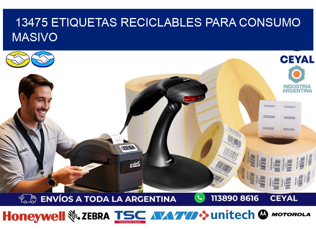 13475 Etiquetas reciclables para consumo masivo