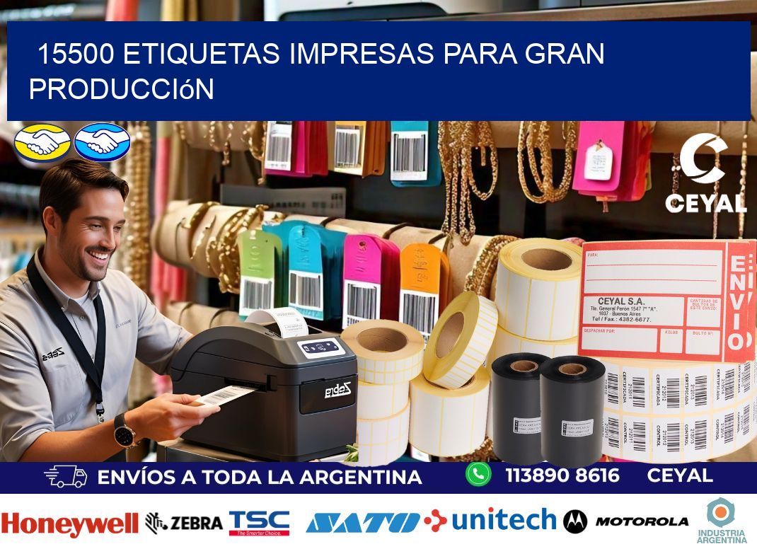 15500 Etiquetas impresas para gran producción