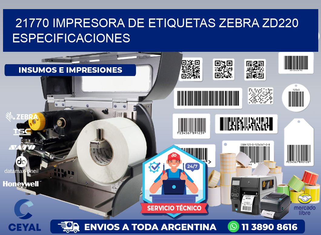 21770 impresora de etiquetas Zebra ZD220 especificaciones
