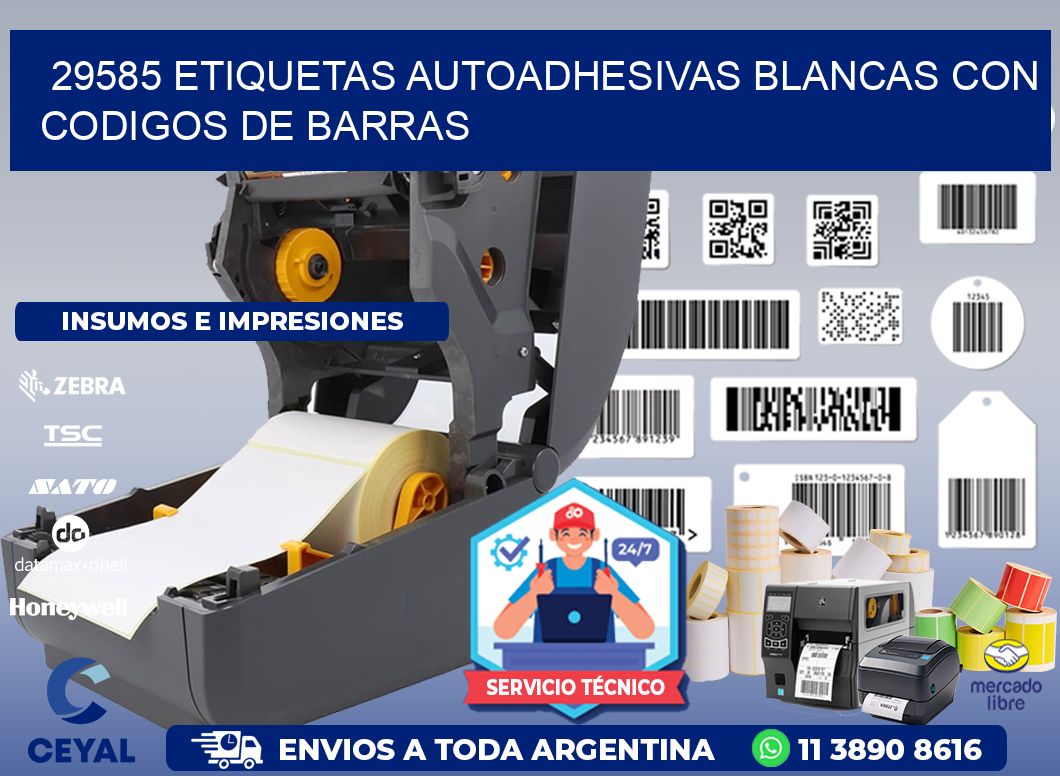 29585 etiquetas autoadhesivas blancas con codigos de barras